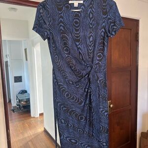 Diane Von Furstenberg Black and Blue Midi Dress